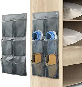 Yocice Wall Mounted Shoes Rack 2Pack/Can Store 6Pairs of Sneakers,with Sticky Hanging Mounts, Shoes Holder Storage Organizer Shelf,Door Shoe Hangers (SM06-Gray-2)