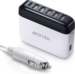 BESTEK 86W USB-C PD Car Charger, QC3.0 Quick Charge Car Charger, 12V/24V USB Cigarette Lighter Adapter with 1.5M Cable (White)