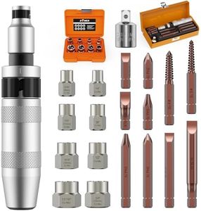 Upgrade Kit 12PCS 3/8" Hand Manual Reversible Impact Driver and 8PCS 3/8" Bolt Extractor, XEWEA Impact Screwdriver Slotted,Phillips,Hexagonal Bit, for Removing Damaged, Rusted Screw Bolt & Fasteners