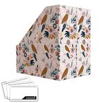 ANSSDO 6 Pack Cardboard Magazine Holder Premium Magazine File Holder Organizer, Magazine File Organizer, Large Volume Magazine Storage Box as Book Bins or Folder Holder for Desk - Pink Bird 6 Pack