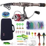 Sougayilang Fishing Rod and Reel Combos - Carbon Fiber Telescopic Fishing Pole - Spinning Reel 12 +1 BB with Carrying Case for Saltwater and Freshwater Fishing Gear Kit-S1.8+20