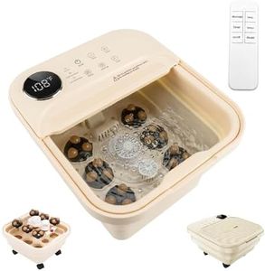 GKFF Collapsible Foot Spa Bath Massager with Heat&Bubbles,Remote Control Foot Bath with Detachable Rollers,Precise Temp Control,Hidden Handle,Foldable Foot Soaking Tub for Home Pedicure&Stress Relief