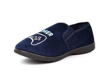 Boys Carpet Slippers Boys Gamer Slippers Boys Slippers Boys Gamepad Slippers Junior Gamepad Slippers Boys Slip On Slippers Navy Blue 4 UK