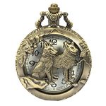 SIBOSUN Wolf Pocket Watch,Steampunk Wolf Wolves Pattern Mens Bronze Quartz Pocket Watch and Chain,House Stark of Winterfell of Game of Thrones