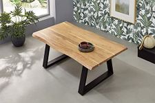 The Attic Live Edge Coffee Table|Coffee Table for Living Room|Solid Wood Classy Centre Table|Natural Matte Finish