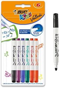 BIC Kids Mini Velleda, Whiteboard Markers Fine Bullet Dry Wipe Markers, Ideal for School or Home, Assorted Colours, Pack of 6