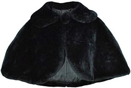 Abbyabbie.Li Flower Girl Cozy Faux Fur Bolero Shrug Shawl Wraps Princess Cape (S(1-3Years), Black)