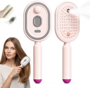 2026 New Electric Steam Brush for Hair, Upgrade Rechargeable 3 in 1 Self Cleaning Hair Brush with Water Spray, Electric Spray Air Cushion Massage Comb for Long Short Hairs Frizz Control (Pink)