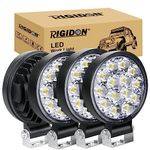 RIGIDON 4 Pcs Round Mini Ultr Thin Led Work Light, 3.2 inch 42W Spot Beam, 12V 24V Outdoor Driving Lights Lamp for Car Off road Boat Truck 4x4 SUV ATV Tractors Excavator, 6000K White, Fog Lamp