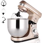 MURENKING Professional Stand Mixer, 6-Qt with Timer, MK37 500W 6-Speed Tilt-Head Food Electric Mixer Kitchen Machine,Plastic (Champagne)