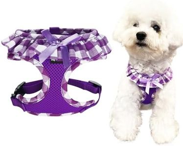 SuperBuddy Upgraded Soft Mesh Dog Harness, Super Breathable Lightweight Pet Harnesses for Puppy Dogs Outdoor Walking, Purple Dog Harness -Small