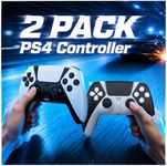 Enstixsm 2 Pack for PS4 Controller,Wireless Dual Remote Shock Control for PS4 Slim Pro,ALPS Zero Drift Sticks Game Control,PC Gaming Turbo Back Paddles Gamepad,Alternative Original
