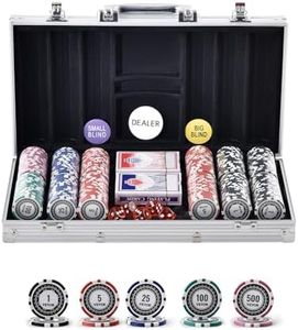 VEVOR Mallette de Poker 300 Jetons de Poker en Plastiques et Alu 11,5 g 40 x 3,3 mm avec 2 Jeux de Cartes 1 Bouton de Croupier et 2 Boutons Blind pour Blackjack Texas Jeux de Hasard Casino à Domicile