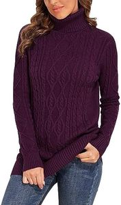 PrettyGuide Women's Long Sweater Turtleneck Pullover Tunic Sweater Tops L Deep Merlot