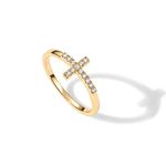 PAVOI 14K Gold Plated CZ Cross Ring | Eternity Promise Ring for Her | Infinity Wedding Band Ring, Metal, Cubic Zirconia