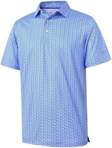 Golf Shirts for Men Dry Fit Short Sleeve Print Performance Moisture Wicking Polo Shirt Animal Print