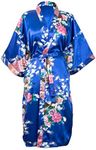 CCcollections Kimono 16 colours Peacock Premium Dressing Gown robe light weight lounge wear (Blue Royal)