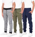 Real Essentials 3 Pack: Boys Youth Active Athletic Soft Fleece Jogger Sweatpants, Set a, Small