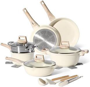 JUST PERFECTO Batterie de cuisine induction - set de casseroles tout feux avec couvercle en verre - anti adhesive - poele sans PFOA et sans PTFE