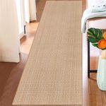 Fixseed Kitchen Rug Machine Washable Runner Rug 2x6 Beige Cotton Woven Bathroom Rug, Runners for Hallways Bedroom Living Room Laundry Patio Entryway Front Porch Mat