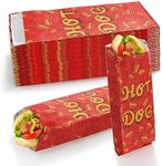 Yarlung 200 Pack Hot Dog Bags Grease-Proof Food Wrapper, Warming Aluminum Foil Wrap Paper Sleeves Retain Heat for Popcorn, Sausages, Snack Bars, Food Trucks, Carnival, 9.5x3.5x1.5 Inches