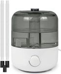 Reptile Fogger Humidifier Mister for Reptile Tank, 2.5L Top-Fill Terrarium Humidifier with Hose for Snake, Tortoise, Chameleon & Ball Python, Single/Dual White Hose, White Base, Translucent Black Tank