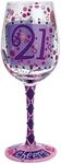 Enesco 21st Birthday Wine Glass, 1 Count (Pack of 1), Multicolor