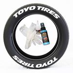 Tire Stickers Toyo Tires Tyre Lettering Add-On Car Accessory - DIY Kit With Glue & 2oz Touch-Up Cleaner / 17-18 Inch Wheels / 1.25 Inches/White / 8 Pack