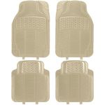 KINGSWAY Accessories Universal Anti-Skid Car Floor Mats Set of 4, Customizable Fit Rubber Mats for Car, All-Weather Protection, Anti-Tear Technology, Waterproof & Durable Foot Mats for All Cars, Beige