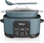 Ninja Foodi PossibleCooker, 8-in-1 Slow Cooker with Removable Non-Stick Pot, Steaming Rack, Integrated ,Glass Lid, Slow Cook, Sear, Braise, Steam & more, 8 Portions, 8L, Sea Salt Grey MC1001UK