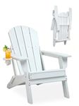 TEKXDD Folding Adirondack Chairs - Muskoka Chair, Leisure Line Adirondack Chairs, Quick Fold, Portable, Ergonomic Design, for Camping, Patio & Small Space Storage（White）