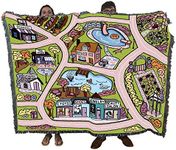 Pure Country Weavers Road Play Pink Mat Blanket - Children's Gift Tapestry Throw Woven from Cotton - Made in The USA (72x54)