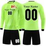 OPUTWDF Custom Soccer Goalie Jersey Youth with Name Number Logo Long Sleeve Goalie Uniform Soccer Goalkeeper Kit