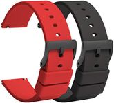 Silicone Watch Strap 22mm Quick Release - Black Red Soft Rubber Watch Band Replacement - Waterproof Military Style Watch Strap for Men Ladies - for Smart watch Strap Black Clasp Buckle