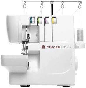 SINGER S0100 Metal Frame Serger with Accessory Kit | Overlock Machine with 6 Built-in Stitches, 2-3-4 Thread Capability, Adjustable Tension & Stitch Length, 1300 Stiches per Minute & Differential Feed