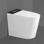 WinZo Compact Round Toilet 23" Depth,Smart Auto Flush Instant Heating and Drying For Small Modern Bathroom 12" Rough-in,White