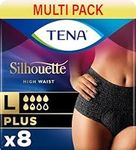 TENA Silhouette Pants | Plus | High Waist | Black | Size Large | Incontinence Pants | 4 Packs of 8