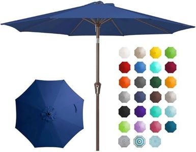 JEAREY 9FT Outdoor Patio Umbrella Outdoor Table Umbrella with Push Button Tilt and Crank, Market Umbrella 8 Sturdy Ribs UV Protection Waterproof for Garden, Deck, Backyard, Pool (Dark Blue)