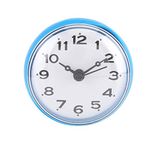 Waterproof Bathroom Wall Clock, Suction Wall Window Mirror Bath Shower Clock Bathroom Accessories (Blue)