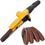 NuoDunco 3/4" x 20-1/2" Pneumatic Sander Air Belt Sander Set With 14Pcs Belts,40/60/80/120Grit,1/4" Air Inlet Mini Air Belt Grinder Air Tool For Aluminium, Iron, Steel Metal