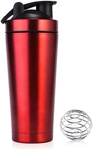 Premium Stainless Steel Protein Shaker,740 ml BPA-Free Leak Proof Mixing Blender Cup with Shaker Ball for Protein Mixes or Powdered Drinks for Gym Matte Red