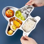 Happy Hues® Stainless Steel Divided Meal Plate Tray-3 Compartments Dinner Dish for Baby (Plane)