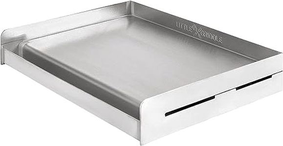 LITTLE GRIDDLE Sizzle-Q SQ180 100% Stainless Steel Universal Griddle with Even Heating Cross Bracing for Charcoal/Gas Grills, Camping, Tailgating, and Parties (18"x13"x3")