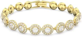 Swarovski Una Angelic Tennis Bracelet, Clear circle-cut Swarovski Crystals with Matching Crystal Pavé on a Gold Tone Finish Setting, Part of the Swarovski Una Angelic Collection