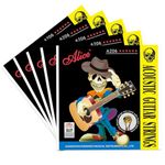 ALICE A206 Acoustic Guitar String Set, Staninless Steel Plain String, Copper Alloy Winding, (Phosphor Bronze Color) Anti-Rust Coating PACK OF 5