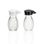 Moisture Proof Salt and Pepper Shakers, Black and White Lids Spring Loaded, No Clog, 2 Oz, Set of 2