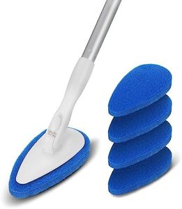 Qaestfy Shower Bathtub Tub Tile Scrubber Cleaning Brush with 51'' Handle, 5 Non-Scratch Scouring Pads, Adjustable Long Handled Scrub Brush for Cleaning Shower Bathroom Vessel Sinks Toilet Wall Floor