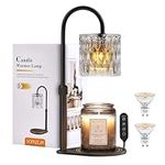 SOFREEYA® Candle Warmer Lamp with Timer, Dimmer, 2x50W Bulbs, Height Adjustable Electric Candle Lamp Warmer for Yankee Candle Jar, Home Decor Birthday Gift for Mom, Her, Black, Glass