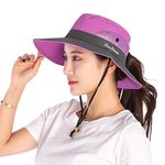 VICSPORT Sun Hats Wide Brim Bucket Mesh Boonie Beach Fishing Hat UV Protection for Women Purple