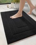 DEXI Bathroom Rug Bath Mat Non Slip Absorbent Soft Carpet for Tub Shower Room Bathroom Machine Washable Bath Rug 20"x32" Black